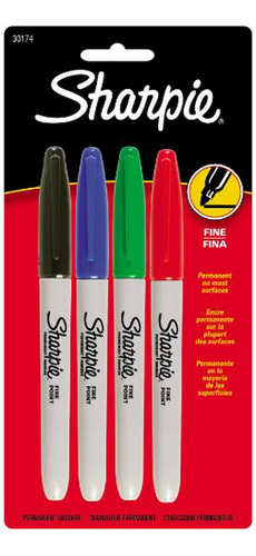 Juego De 4 Marcadores Permanentes Sharpie - Rojo, Azul, Negr