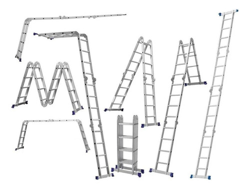 Escada Articulada 16 Degraus Mor 4x4 De Alumínio Promoção