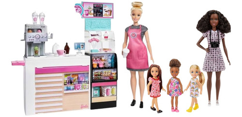 Barbie Pack Visita A La Cafetería Mattel Original 