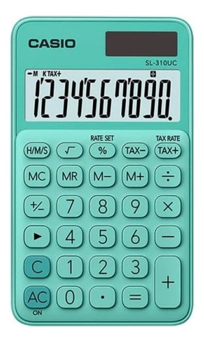 Calculadora de bolsillo Casio Emerald Color SL310uc de 10 dígitos