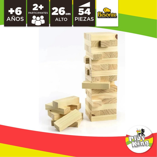 Imagen 3 de 10 de Kae Torre De Madera Bisonte Tipo Jenga Playking