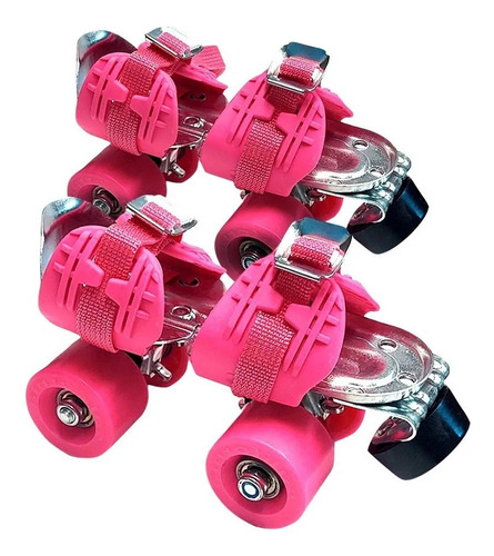 Imagen 6 de 12 de Patín De Metal Extensible 4 Ruedas Con Agarraderas -rosa