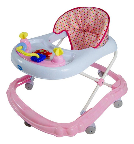 Andador Musical Para Bebé Ajustable Con Recorrido Didáctico Color Rosa