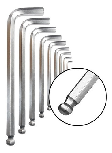 Jogo Chave Allen Abaulada Extra Longa 9 Pçs 1,5-10mm - Mtx