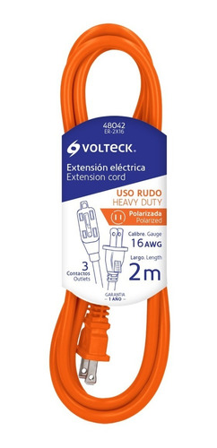 Extensión 2 M Eléctrica Uso Rudo Interior Uso Rudo 16 Awg