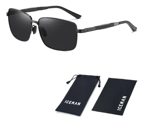 Óculos De Sol Retangular Quadrado Masculino Iceman 944 Cor Preto