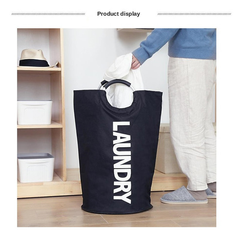 Imagem 6 de 8 de Cesto Organizador De Roupa Suja Brinquedos Dobrável Preto