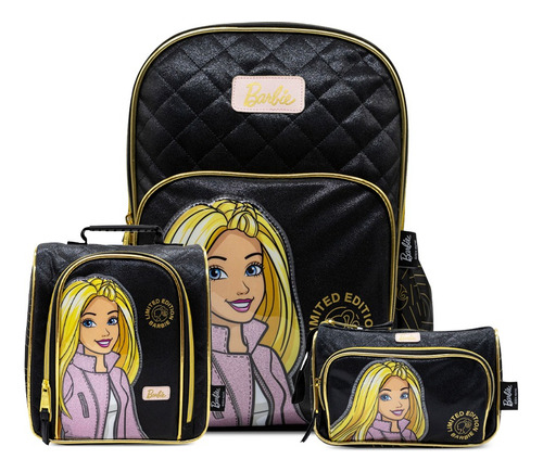 Pack Mochila+lonchera+cartuchera Barbie 24.6bar20237 Negro