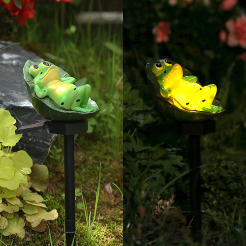 Imagen 7 de 10 de Impermeable Solar Hada Jardín Luz Rana Lámpara
