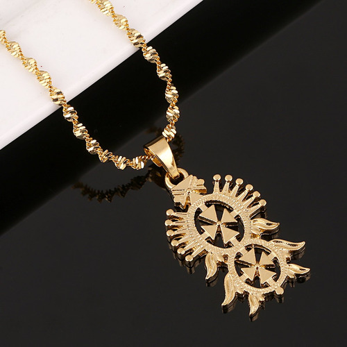 Collar Con Colgante De Cruz Etíope En Oro Cb For Mujer Y Ho