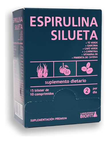 Espirulina Silueta Biofit 150 Comp Te Verde Café Verde