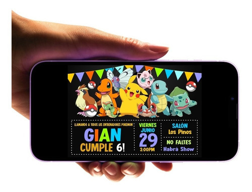Invitación Digital Pokémon Pikachu Imprimible Perzonalizada