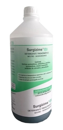 Detergente Tri Enzimático Surgizime Para Instrumental O3 1l