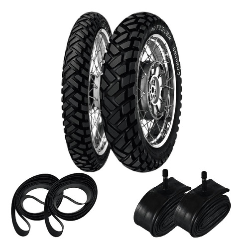 Kit Pneu 90/90-21+120/80-18 Enduro 3 Sahara + Camaras+cintas