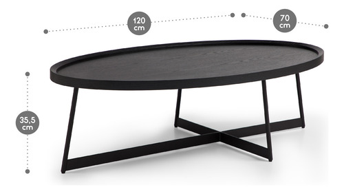 Mesa De Centro Rosen Liberty 120 X 70 Cm Negro