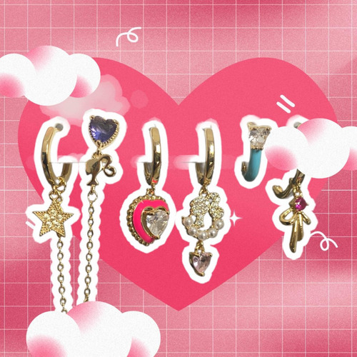 Set 6 Aretes Yakemiyou Barbie En Chapa De Oro 18k