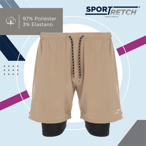 Short Deportivo Stretch Para Hombre Con Licra Entrenamiento