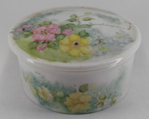 Cofre De Porcelana Pintado A Mano Con Dibuj Ode Flores Centr