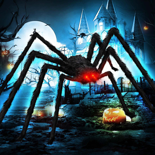 Araña De 2 Metros Y 2 Accesorios De Decoración De Halloween