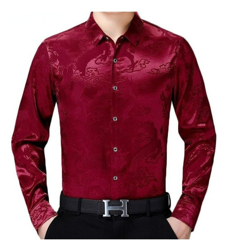 Camisas Seda Hombre Camisas Vino Tinto