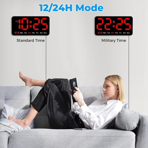 Reloj De Pared U1 Digital, Reloj Digital Led De 9 Pulgadas C