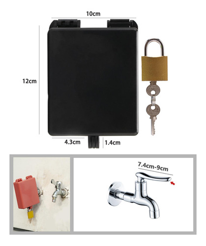 Candado Para Grifo Exterior Con Llave, 12 X 10 Cm Negro