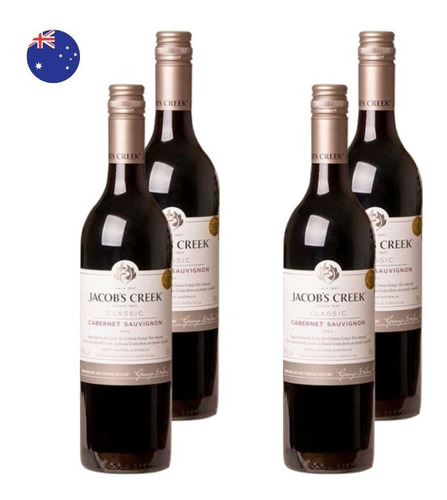 Kit 4 Vinhos Jacobs Creek Cabern Sauvig Tïnt Austrália 750ml