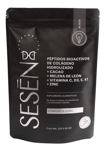 Sesen Black Peptidos De Colágeno Hidrolizado Cacao Maca Sfn Sabor CACAO + MACA + MENTA + BACOPA + GUARANÁ + TAURINA