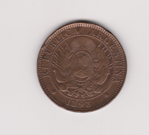 Moneda Argentina 2 Ctvs Año 1893 Muy Bueno 