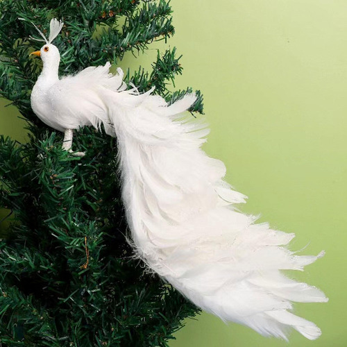 Pájaro De Imitación De Pavo Real Blanco, Modelo De Pluma