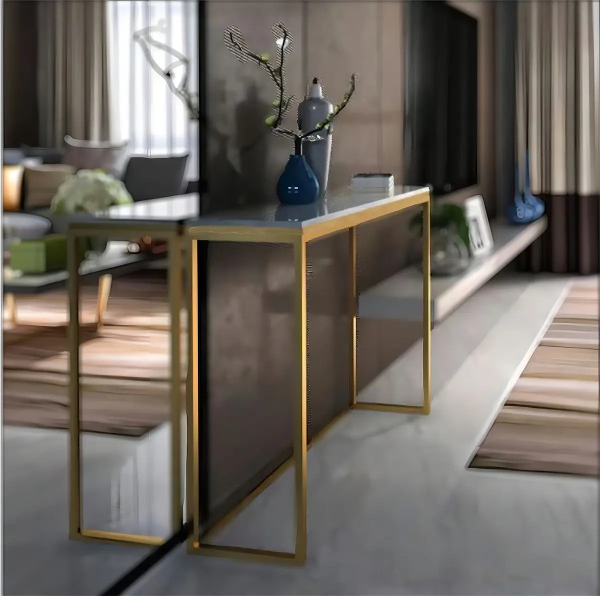 Modurac C100Ng Credenza Mesa Dorado Marmol Blanco