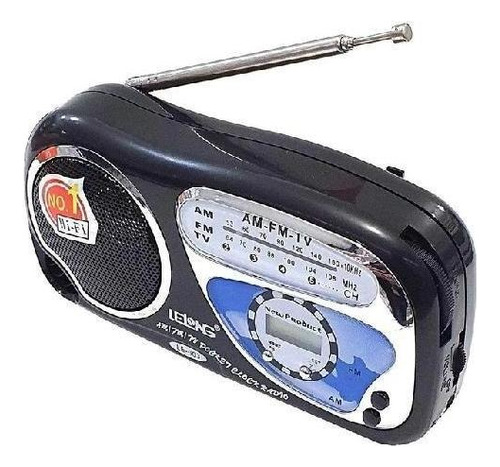 Rádio Portátil Am/fm/tv - 3w - Pilhas Aa - Fone - Relógio