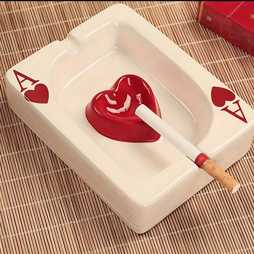 Ceniceros Ruectangular Con Forma De Carta Poker Color Blanco