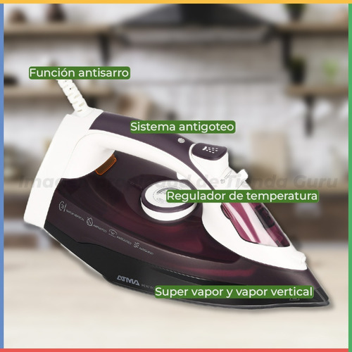 Imagen 4 de 5 de Plancha A Vapor Atma Cerámica Vapor Vertical Violeta Pav2453
