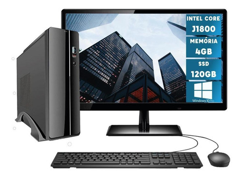 Imagem 1 de 6 de Pc Intel Dual Core J1800 Windows 10 Pro Monitor 4gb Ssd120gb