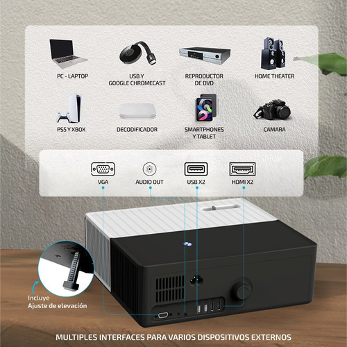 Proyector 9500 Lumenes 45 - 200 Pulgadas Bluetooth 1080p