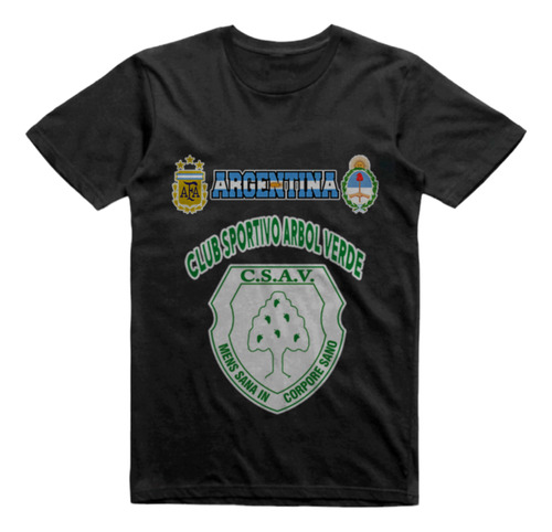 Remera Algodon Negra Sportivo Arbol Verde San Juan