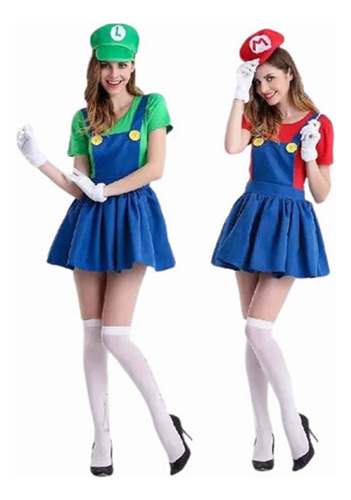 Disfraz Mario Bros Disfraz Luigi Cos Super Mario Disfraz Dama Disfraces De Halloween Mujer Vestido Anime Cosplay Con Gorro De Anime De Juego De Roles