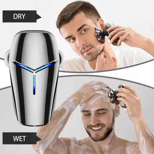 Afeitadoras eléctricas de cabeza para hombres calvos, afeitadora de cabeza  calva 7D para hombre, afeitadora de cuero cabelludo seco húmedo 6 en 1
