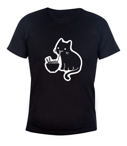 Remera Hombre Algodón Gato Sopa Ramen