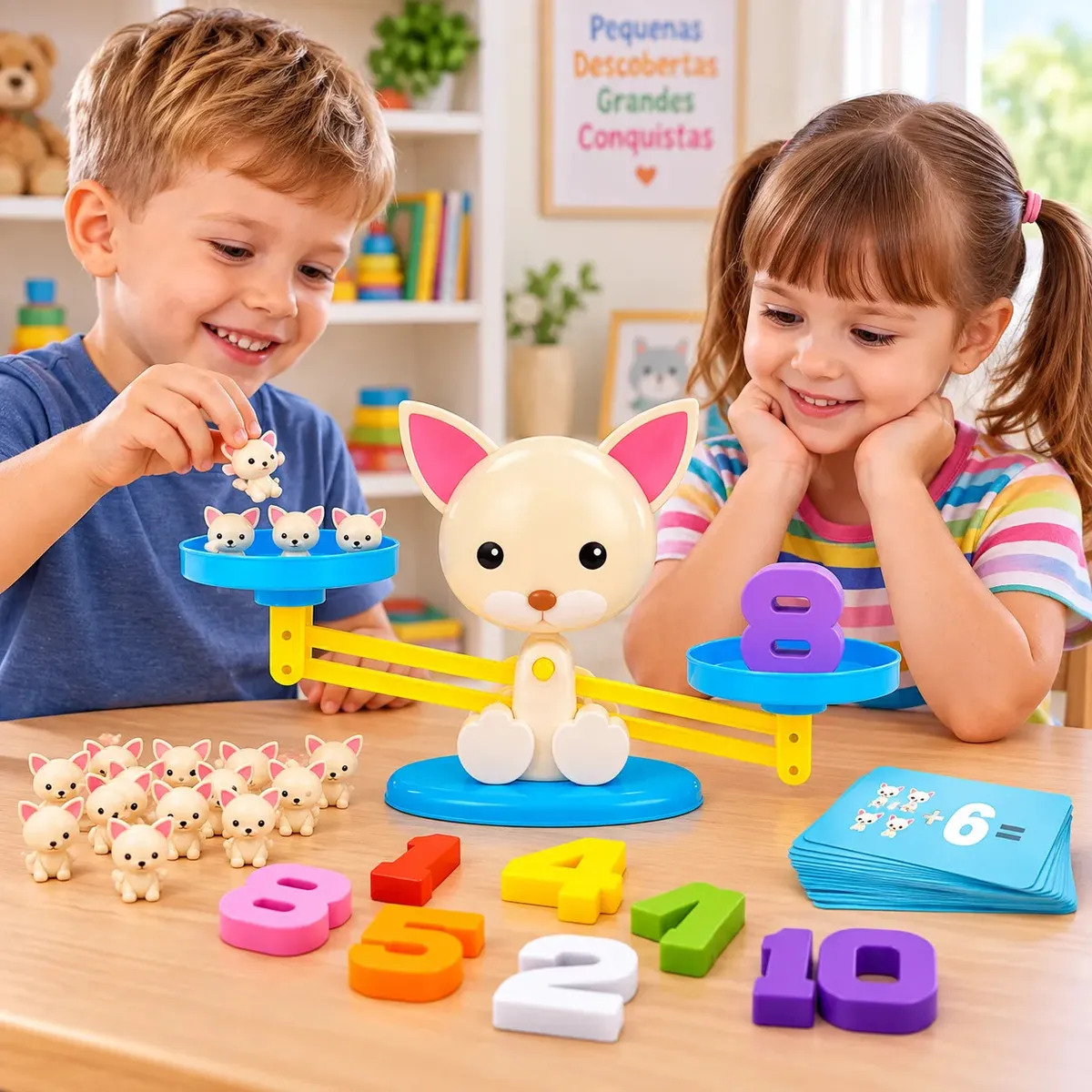 Jogo Educativo Balança Gato Matemática Equilíbrio Infantil