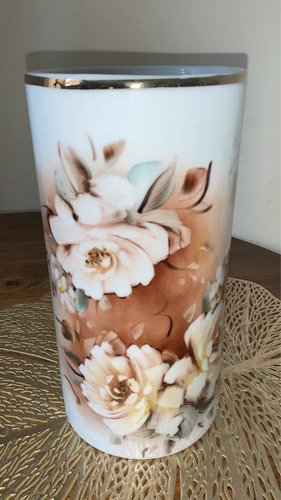 Vaso De Porcelana Bodas De Ouro 21 Cm Pintado A Mão