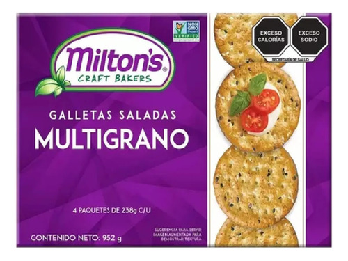 Galletas Saladas Multigrano Miltons Snack Saludable 6 Cajas