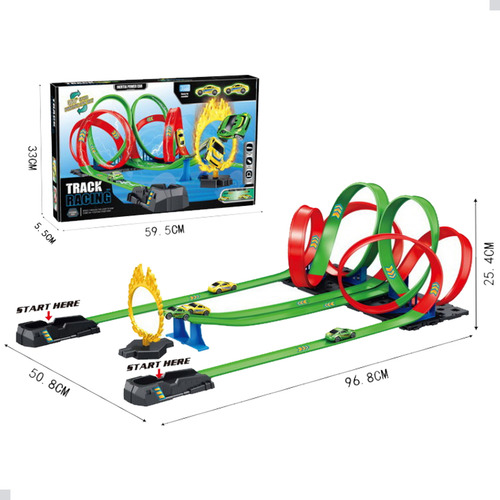 Super Pista De Corrida Carrinhos 4 Loopings E 2 Lançadores