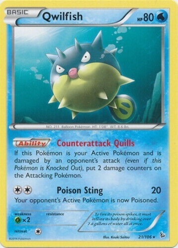 Pokemon Tcg Qwilfish - 21/106 - Rare Xy: Flashfire (Usado)