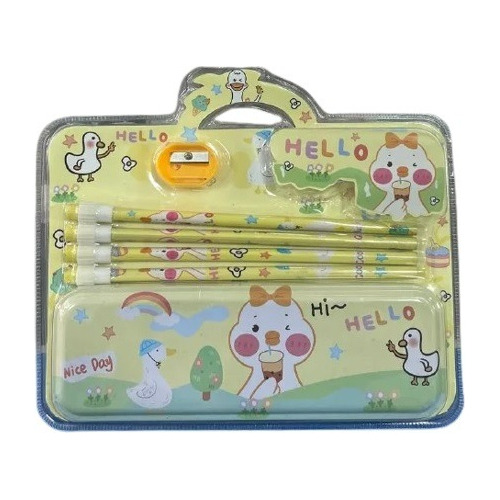 Estuche Kawaii Metalico Set Estuche Lapices Sacapunta Regalo