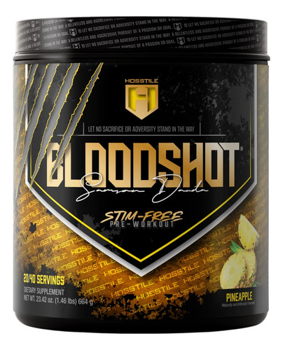 Hosstile Bloodshot Stim Free 40 Servicios 664 Gr Sabor Piña