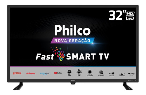 Imagem 1 de 6 de Smart Tv Led 32'' Hd Ptv32d10n5skh Com Dolby Audio Philco