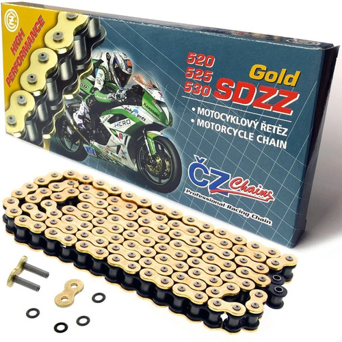 Imagem 1 de 5 de Corrente Cz Chains Gold 520 X 120 Sdzz Competição Racing