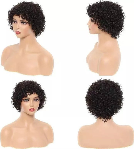 Peruca Bandana Cabelo Humano Preto Cabelo Cacheado